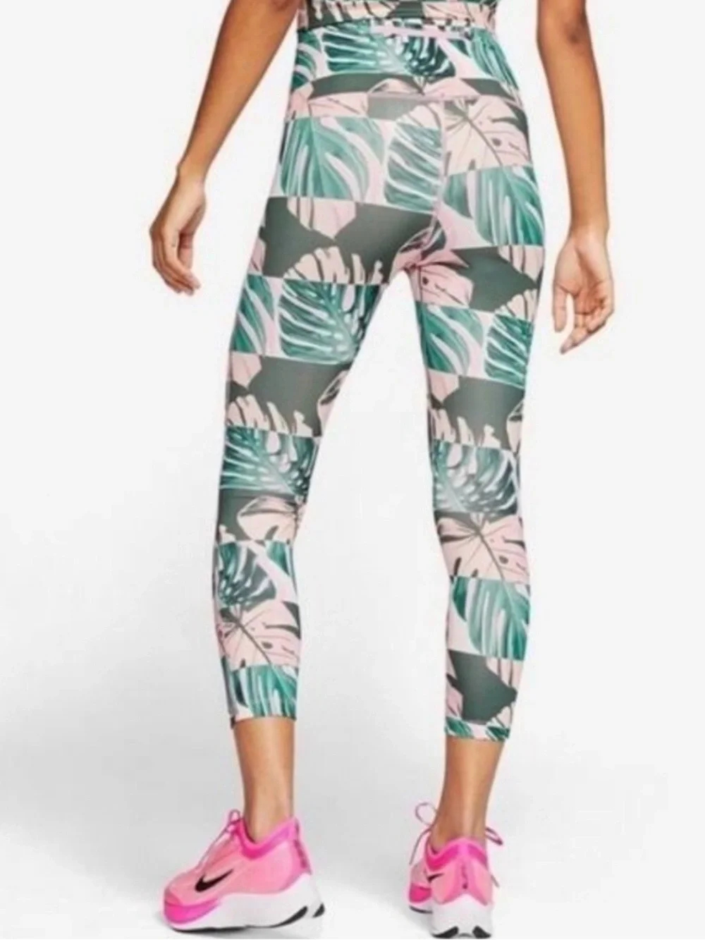 Nike Dri-Fit Pink & Green Tropical Leaf High-Rise Leggings